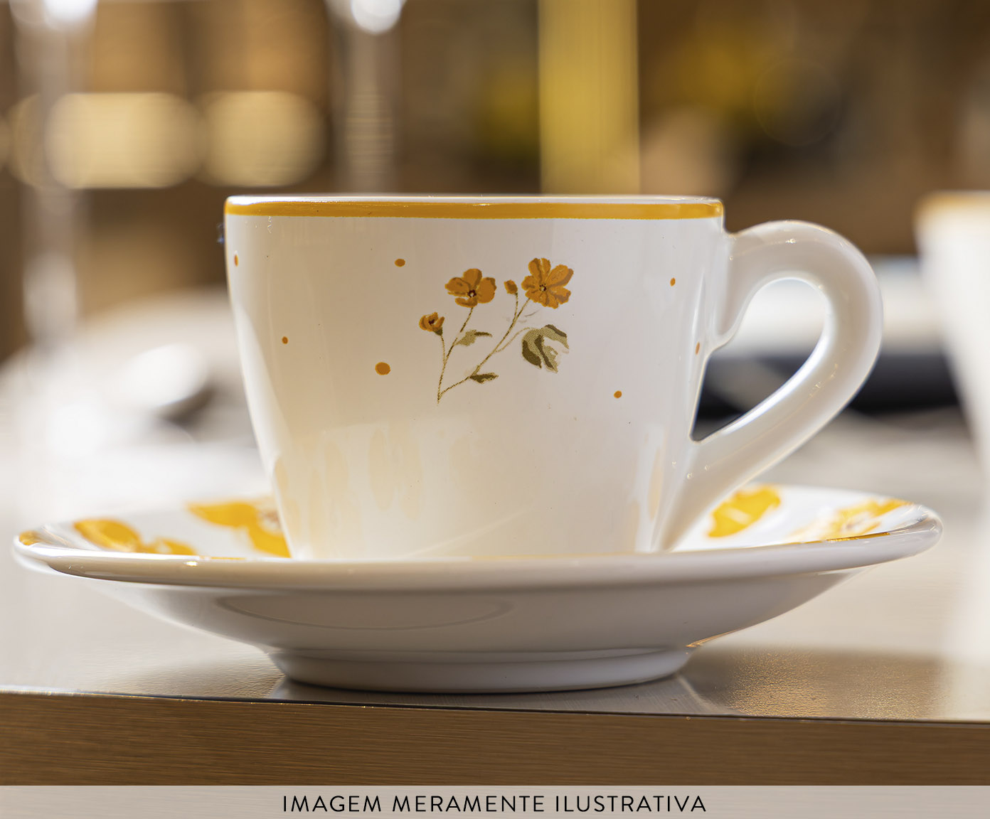 X&iacute;cara para Caf&eacute; com Pires Doce Encanto Amarelo image number 4