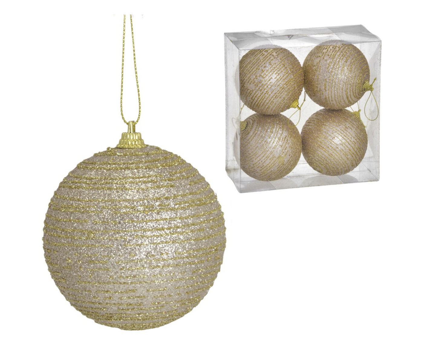 Jogo de Enfeite para Pendurar Bola Natalina Glitter Champanhe image number 0