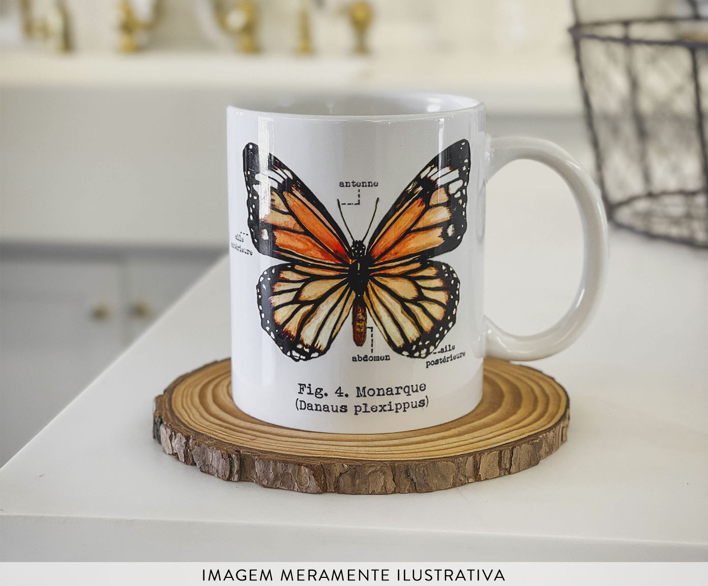 Caneca Borboleta Monarca Aquarela image number 3