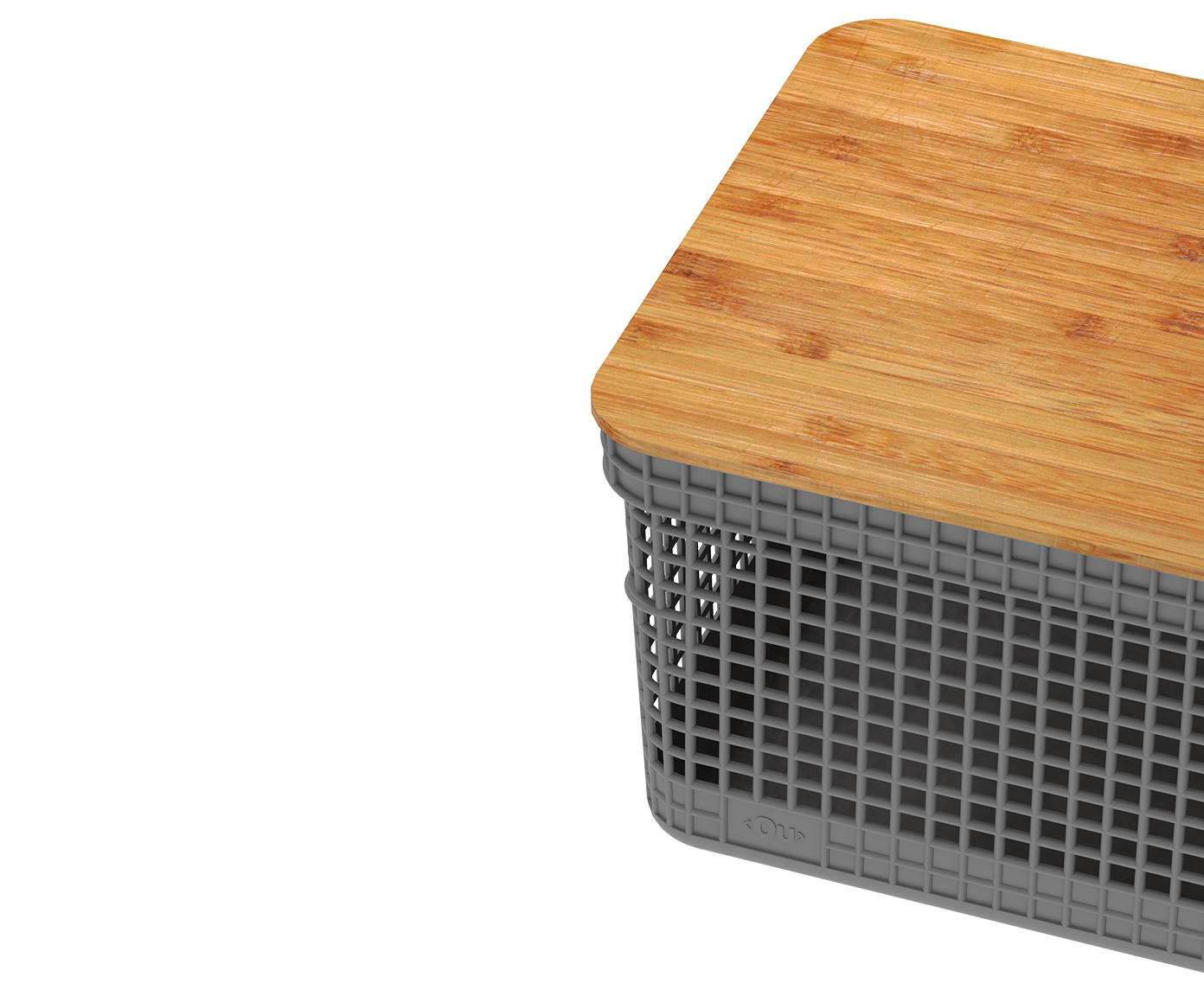 Cesto com Tampa em Bambu Grid Cinza image number 3