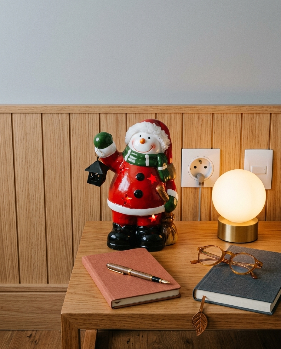 Adorno de Boneco de Neve Papai Noel com Luz - image 1