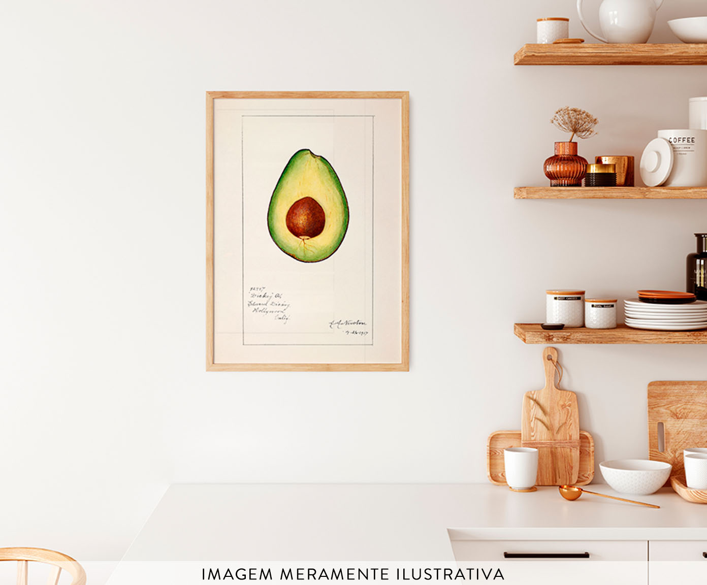 Quadro Avocado Vintage com Moldura em Madeira image number 2
