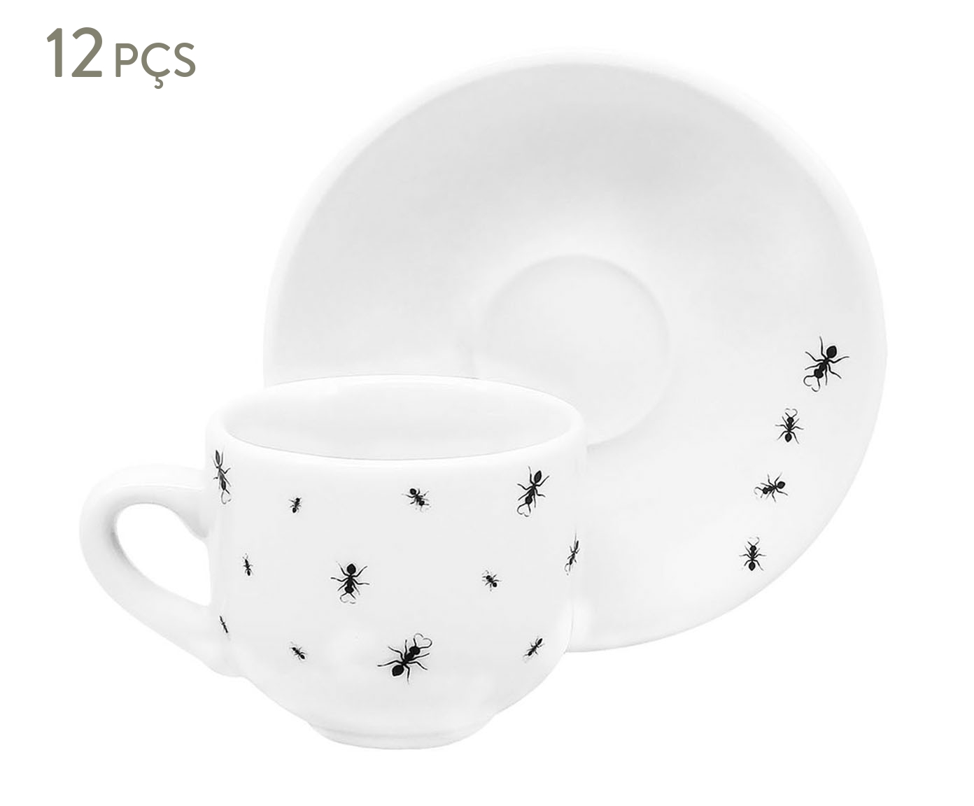 Jogo de X&iacute;caras de Caf&eacute; com Pires em Porcelana Formig - image 0