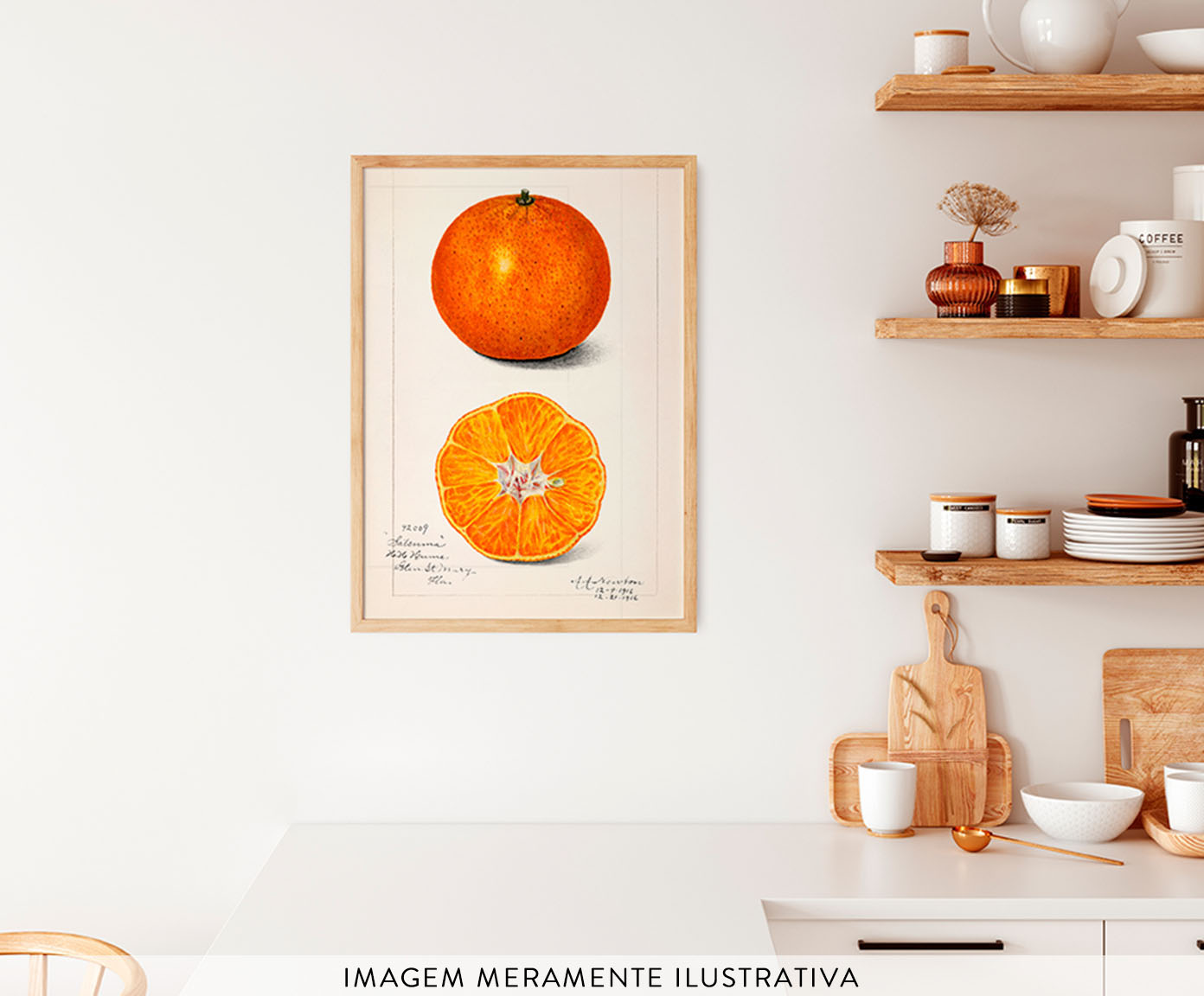 Quadro Laranja Vintage com Moldura em Madeira image number 1