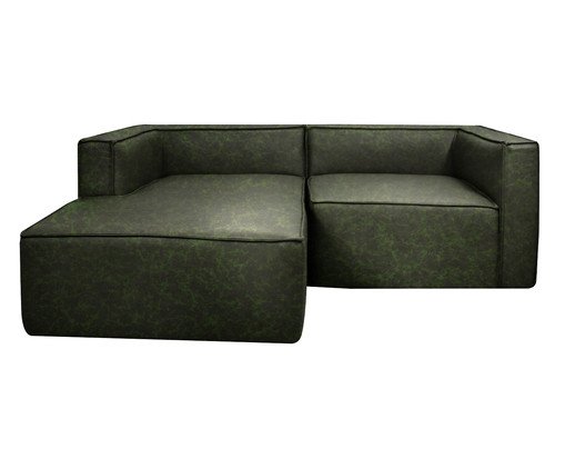 Sof&aacute; 2 M&oacute;dulos Chaise Mensa em Couro Verde - image 0