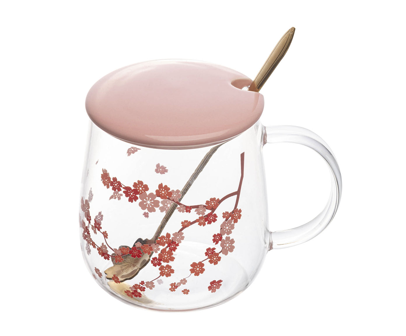 Caneca com Tampa e Colher Sakura image number 2