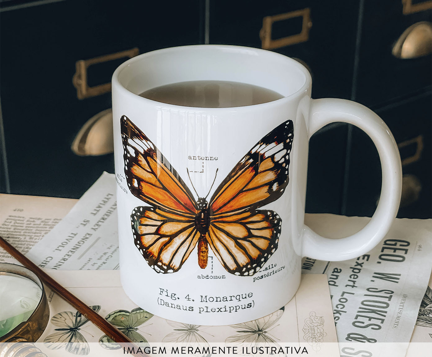 Caneca Borboleta Monarca Aquarela image number 5