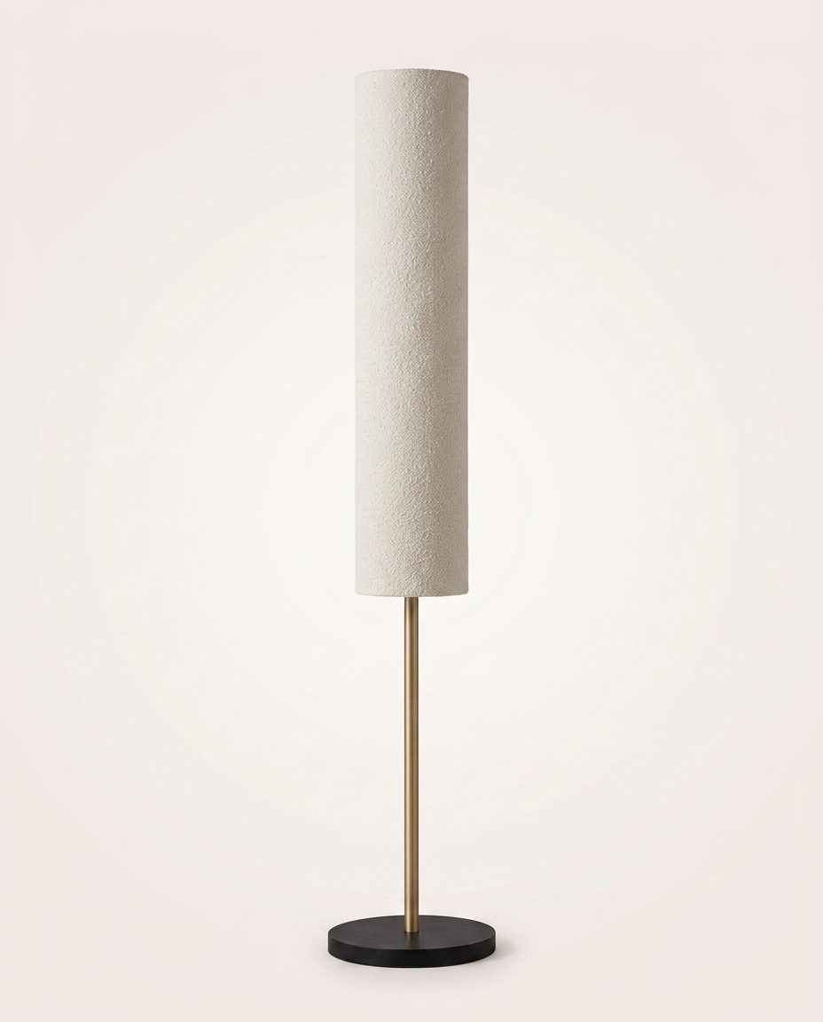 Lumin&aacute;ria Piso Axis Preto Com Dourado C&uacute;pula Boucle Natural - image 1