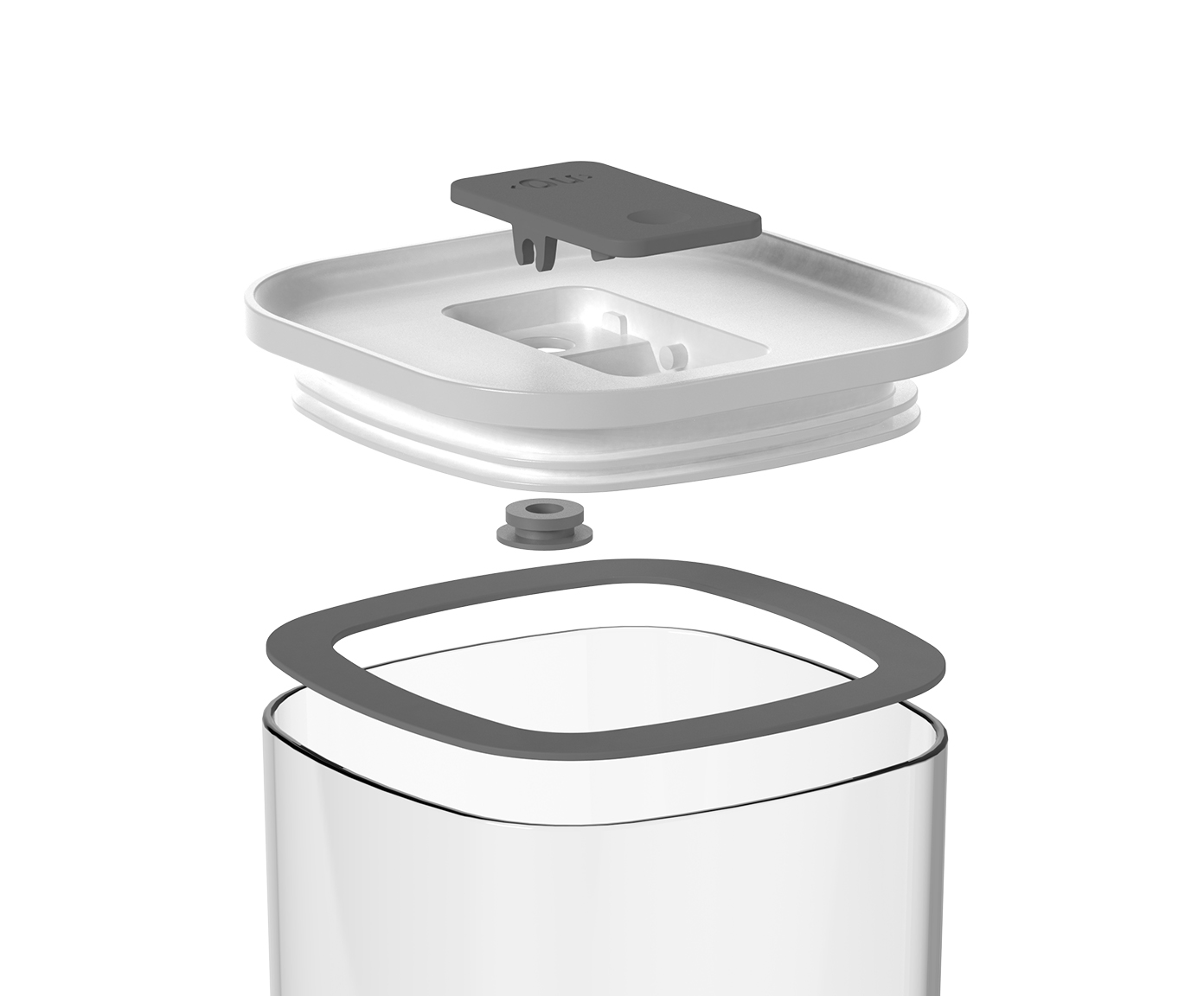 Pote Herm&eacute;tico Quadrado Duo Lock Branco Fechado Branco image number 1
