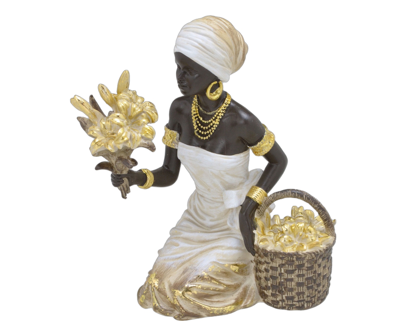 Africana Decorativa Zuri Branco e Dourado - image 0