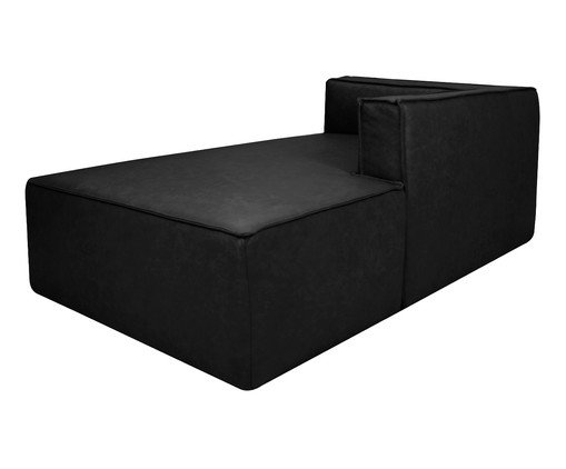 Sof&aacute; M&oacute;dulo Chaise Mensa em Couro Preto image number 3