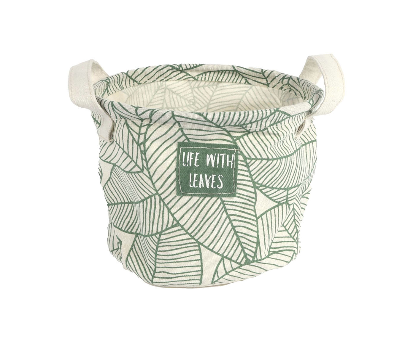 Cachepot Impermeavel White Leafs Verde e Branco image number 0