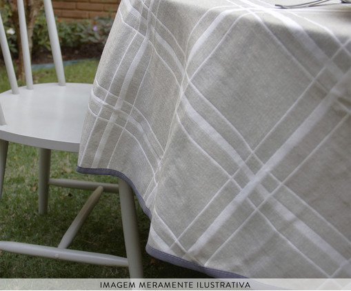 Toalha de Mesa Off White e Cinza Redonda image number 2