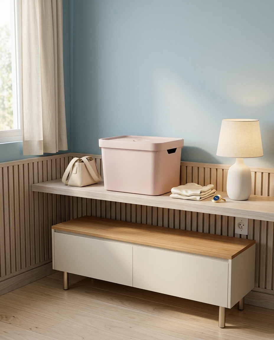 Caixa Organizadora Cube com Tampa Rosa - 36X24,5X27cm image number 4