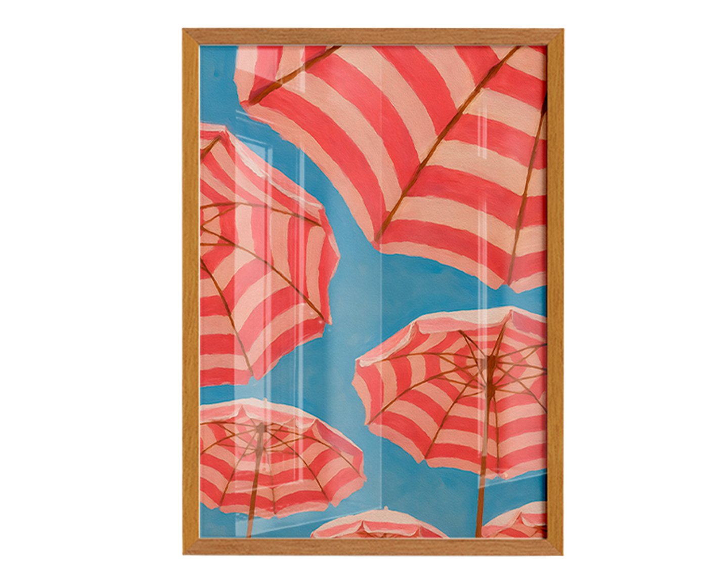 Quadro Rosa No Azul com Moldura Marrom image number 0
