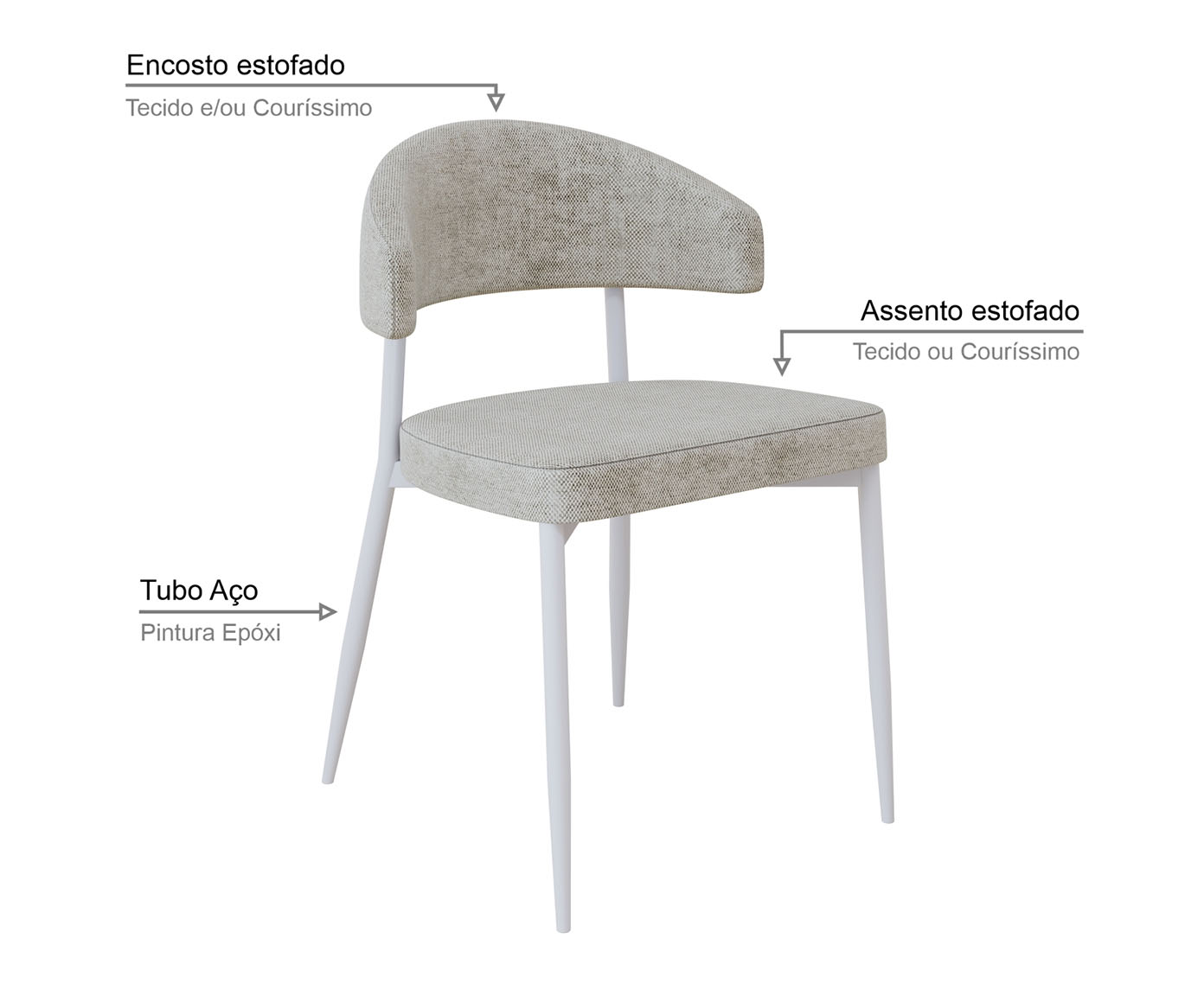 Cadeira Bless Fixa Lautrec Off-White e Branco Fosco image number 4