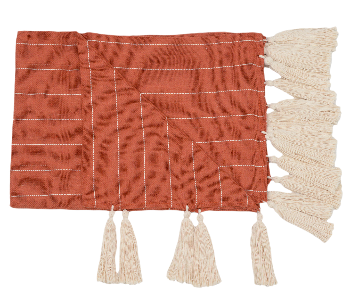 Manta para Sof&aacute; com Tassel - Bege e Verde Musgo - image 1