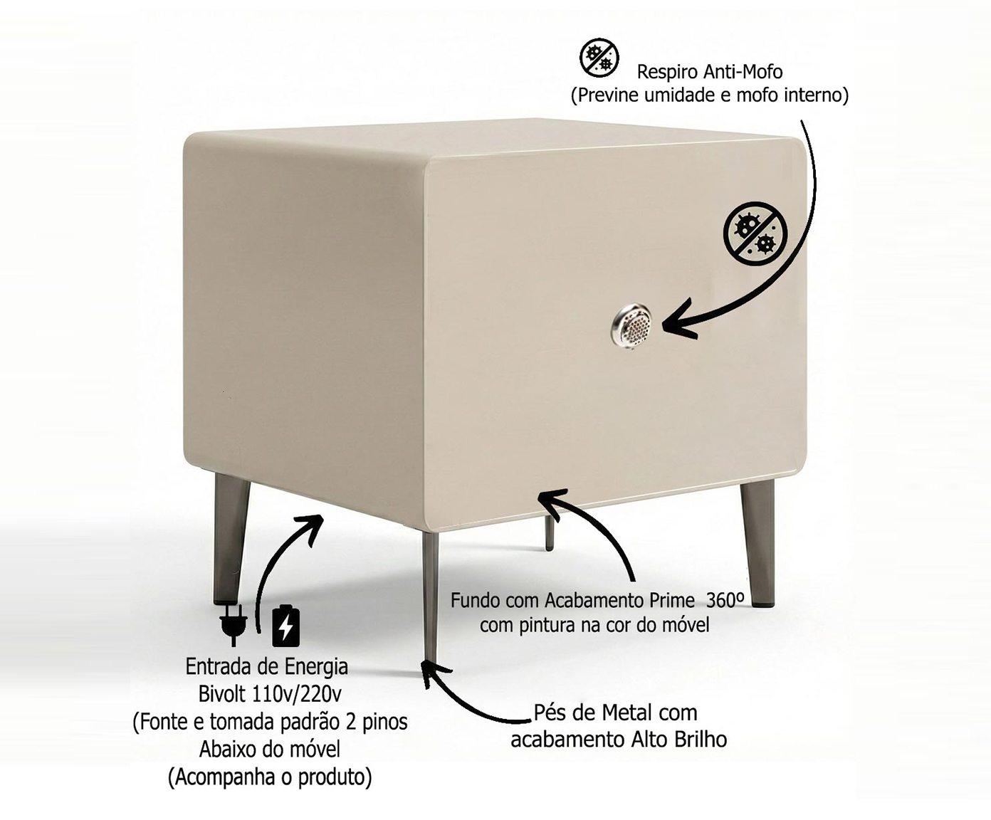 Mesa de Cabeceira Inteligente Smart Genius Vainilla image number 2