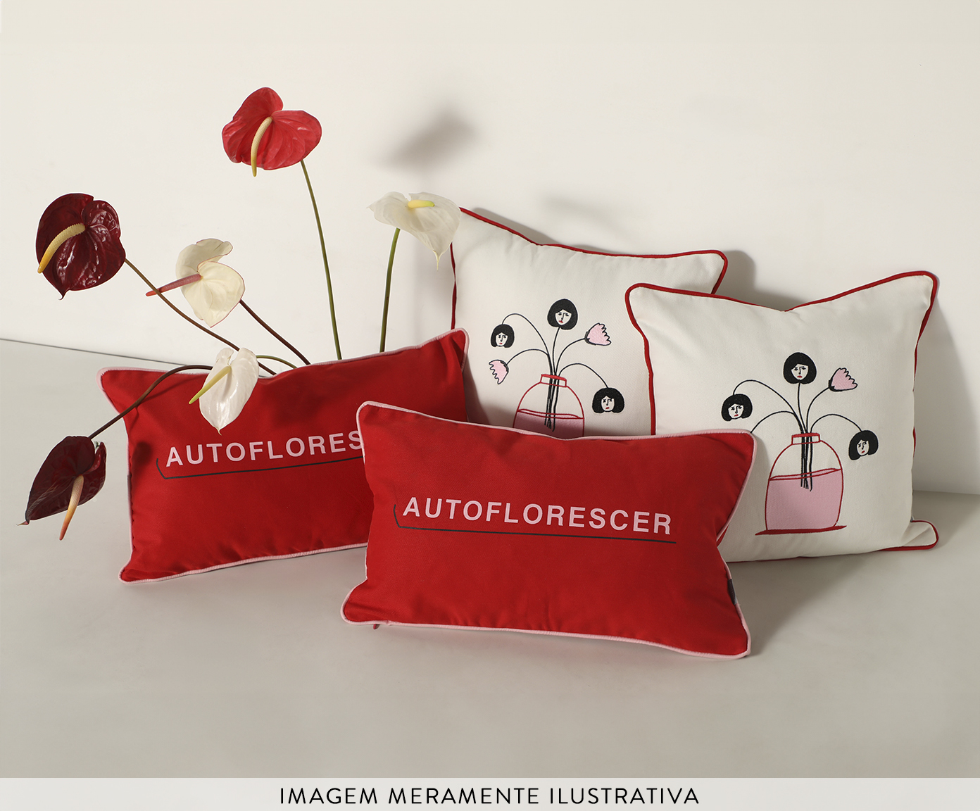 Capa de Almofada Estampada Marcela Scheid Autoflorescer Vermelha image number 5