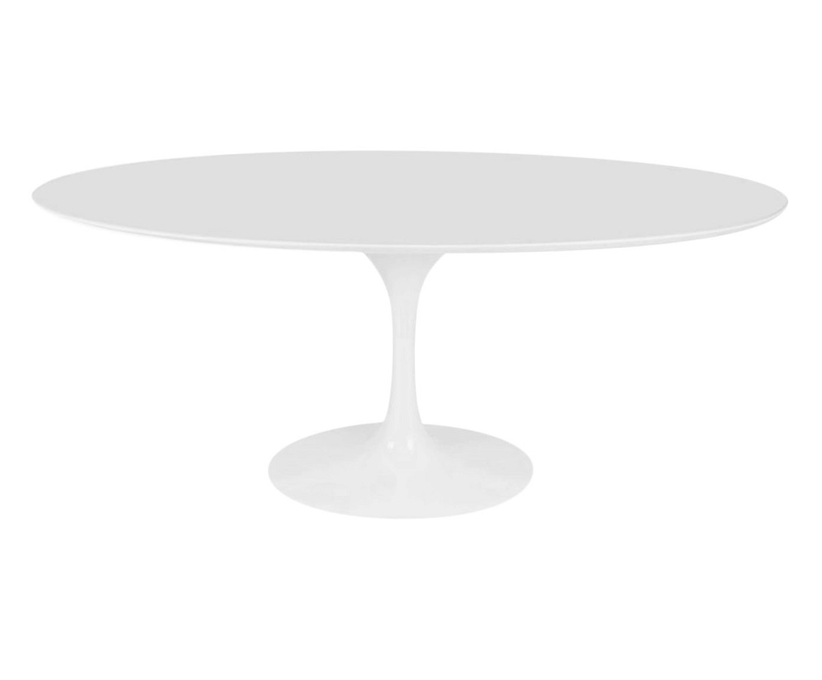 Mesa Saarinen Oval Quartzo com Base Branca image number 0