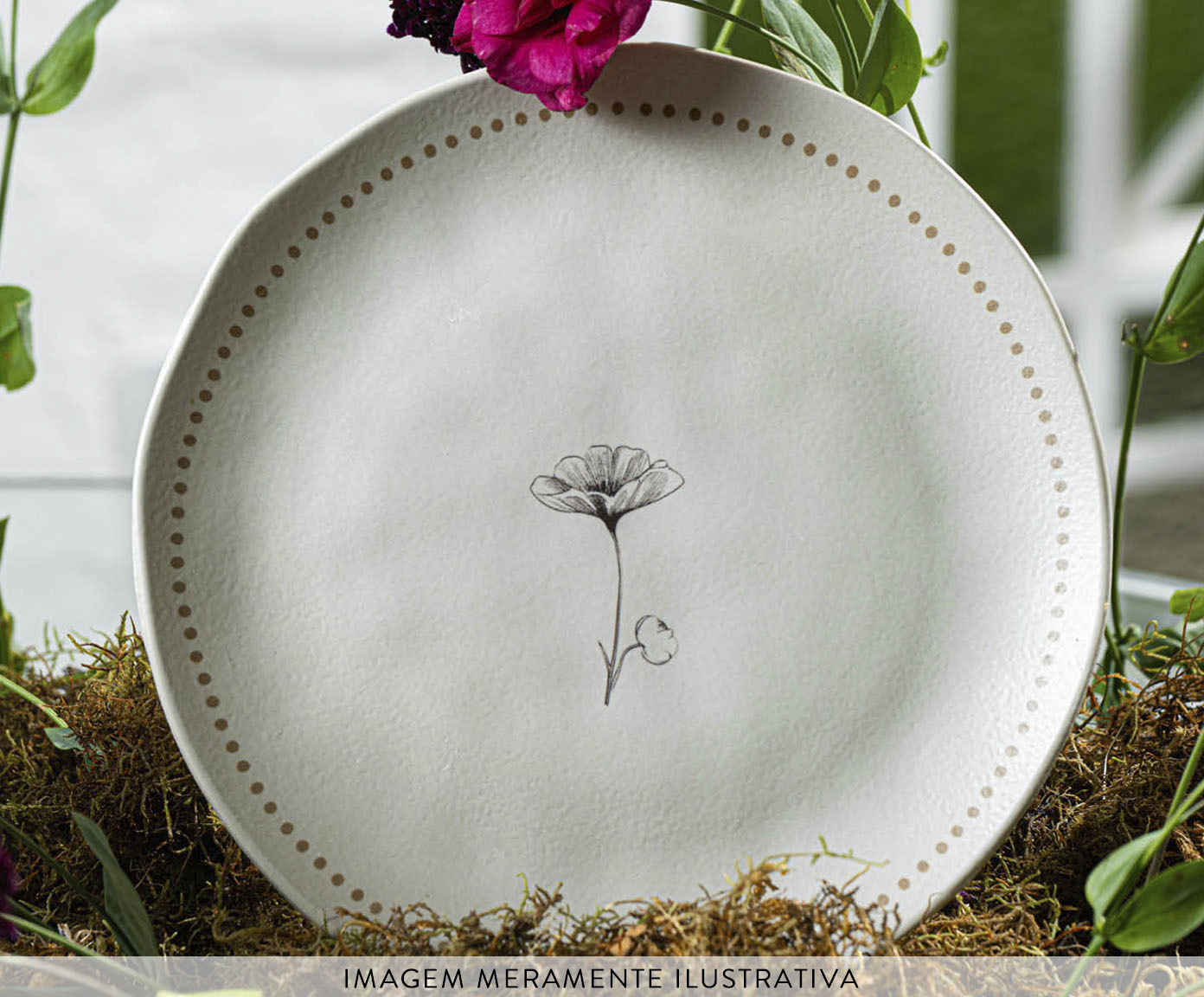 Jogo de Pratos Raso Org&acirc;nico Amana Floral - image 1