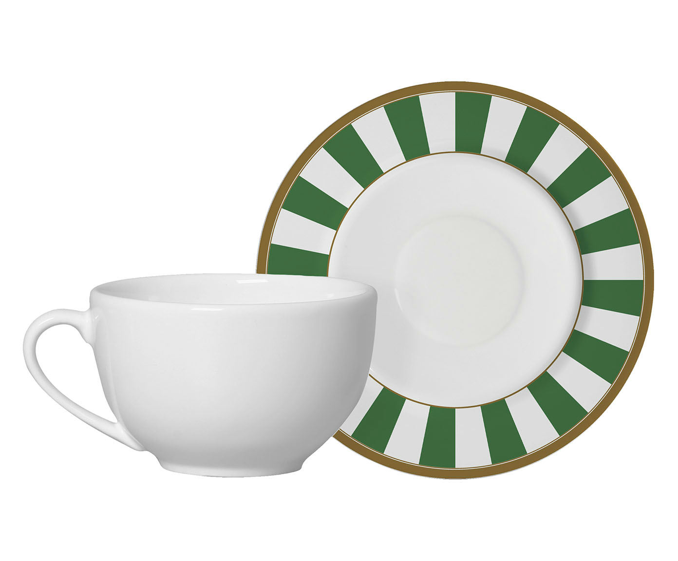 Jogo de X&iacute;caras de Ch&aacute; com Pires Stripe Verde - image 0