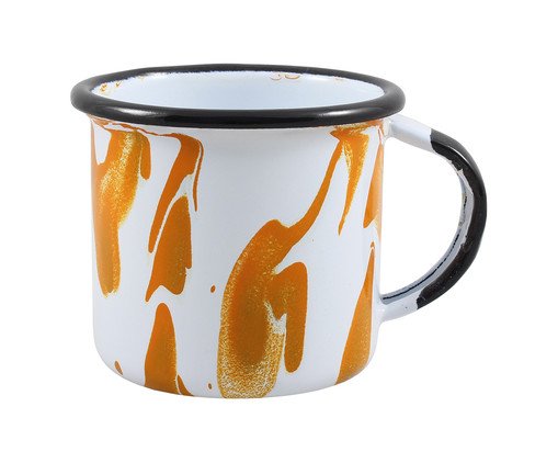 Caneca Esmaltada Marmorizada Laranja image number 0