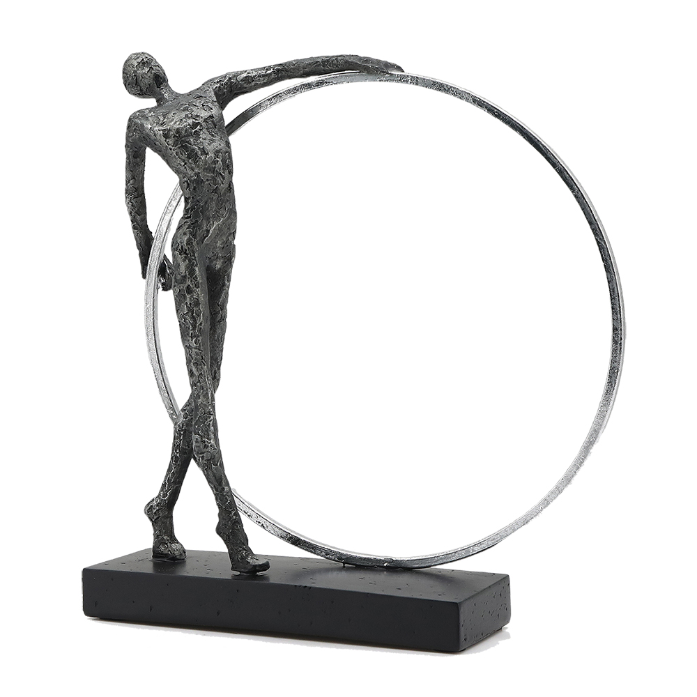 Escultura em Resina e Metal Homem com Aro Prateado image number 0