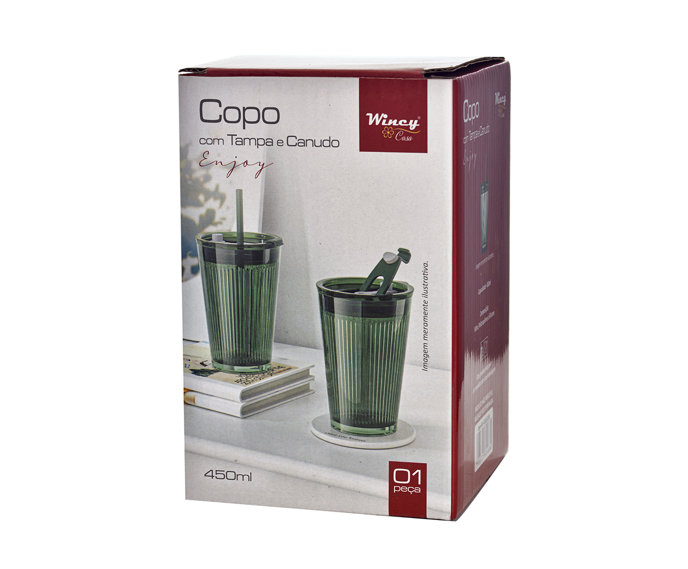 Copo com Tampa e Canudo Enjoy Verde - 450 ml image number 2
