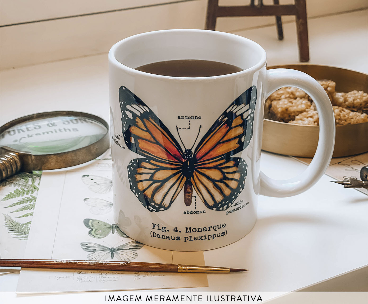 Caneca Borboleta Monarca Aquarela image number 7