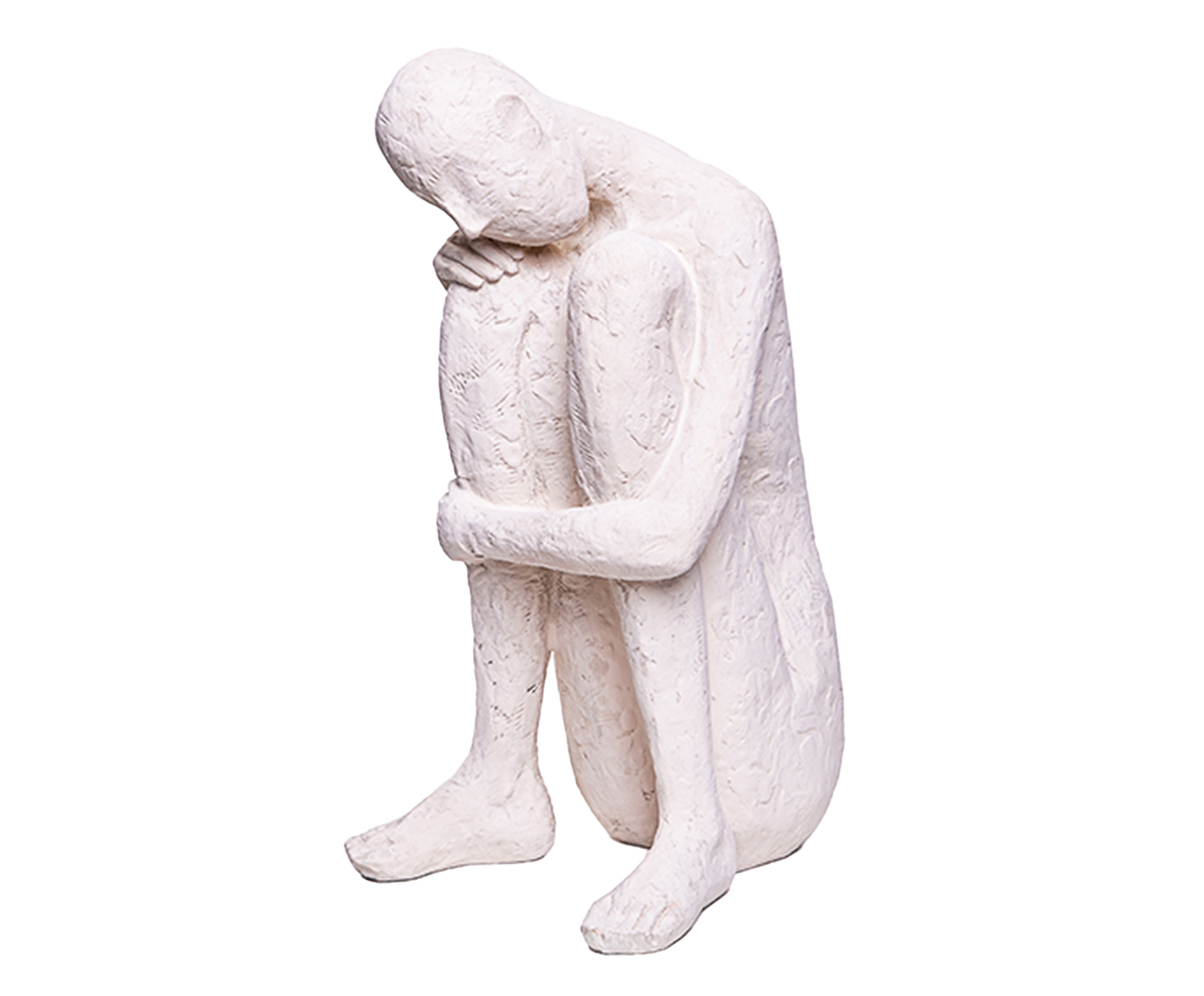 Escultura Homem Figura Sentada Pensativa Creme image number 0