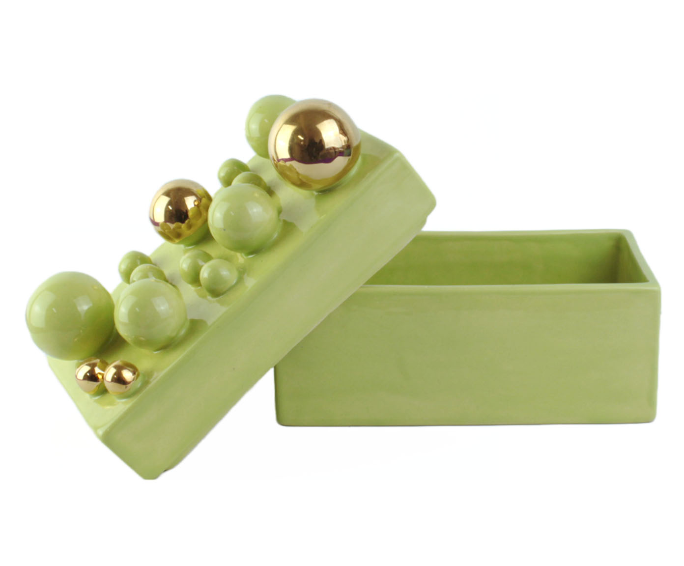 Caixa Greta Sphere Pistache com Dourado image number 1