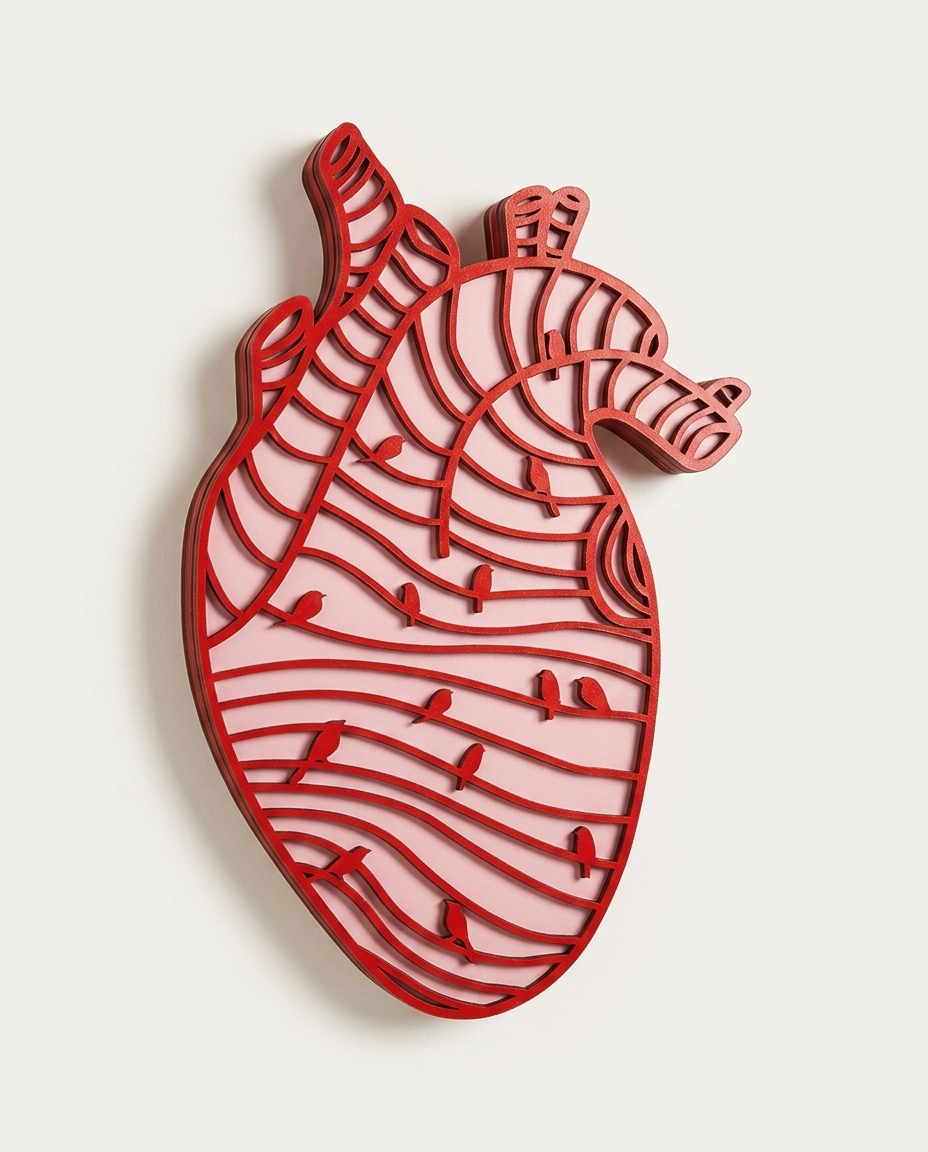 Escultura de Parede Cora&ccedil;&atilde;o Rosa e Vermelho - image 0
