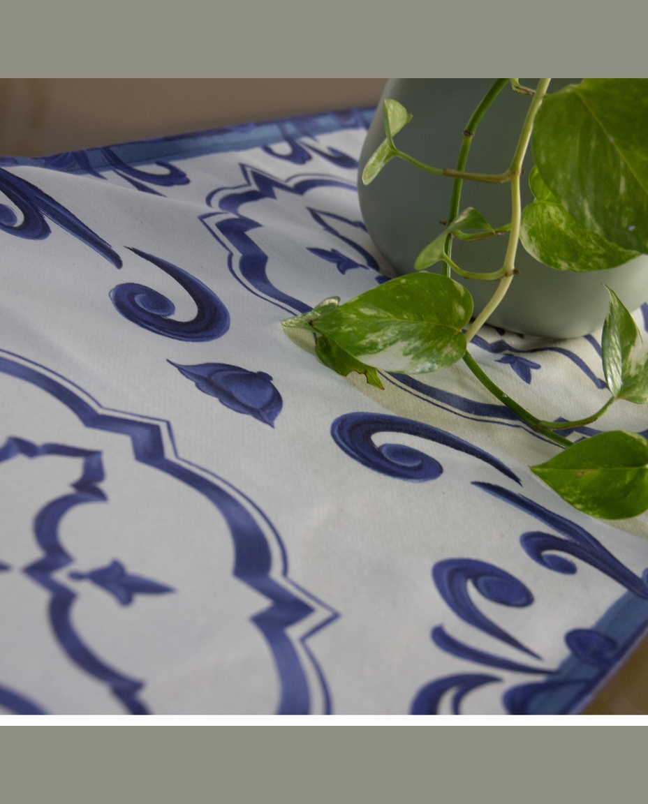 Trilho de Mesa Paix&atilde;o Mediterr&acirc;nea Cru e Azul image number 9