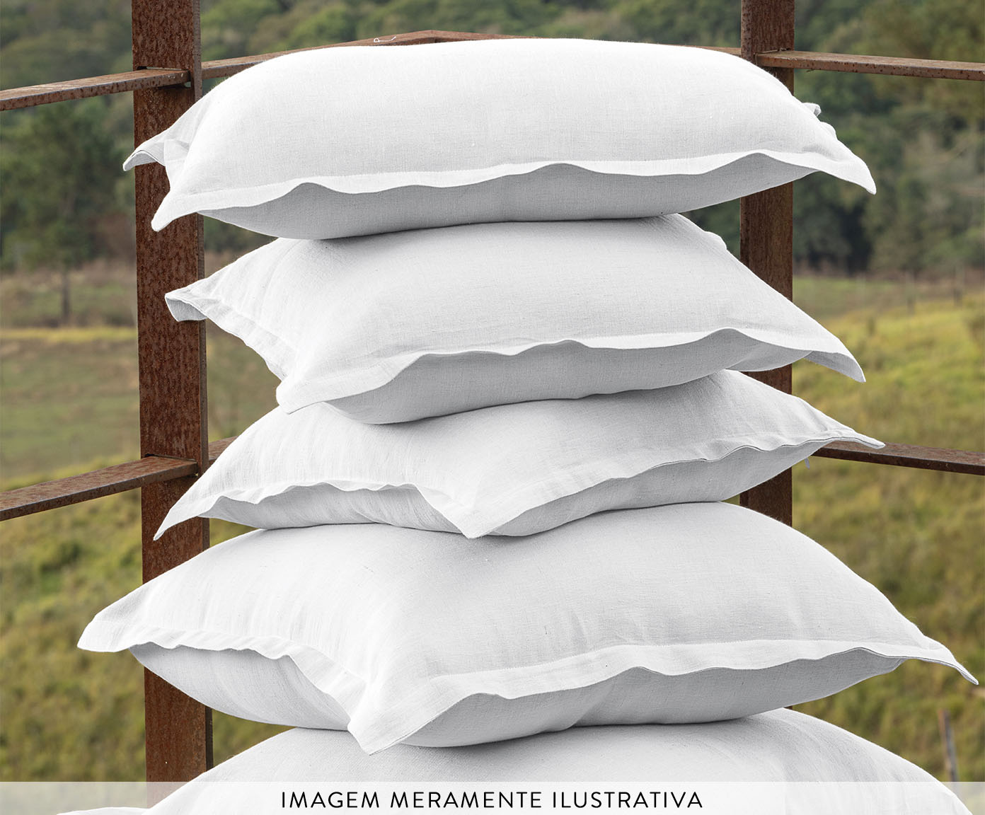 Capa de Almofada Eurosham em Linho Branca - image 1