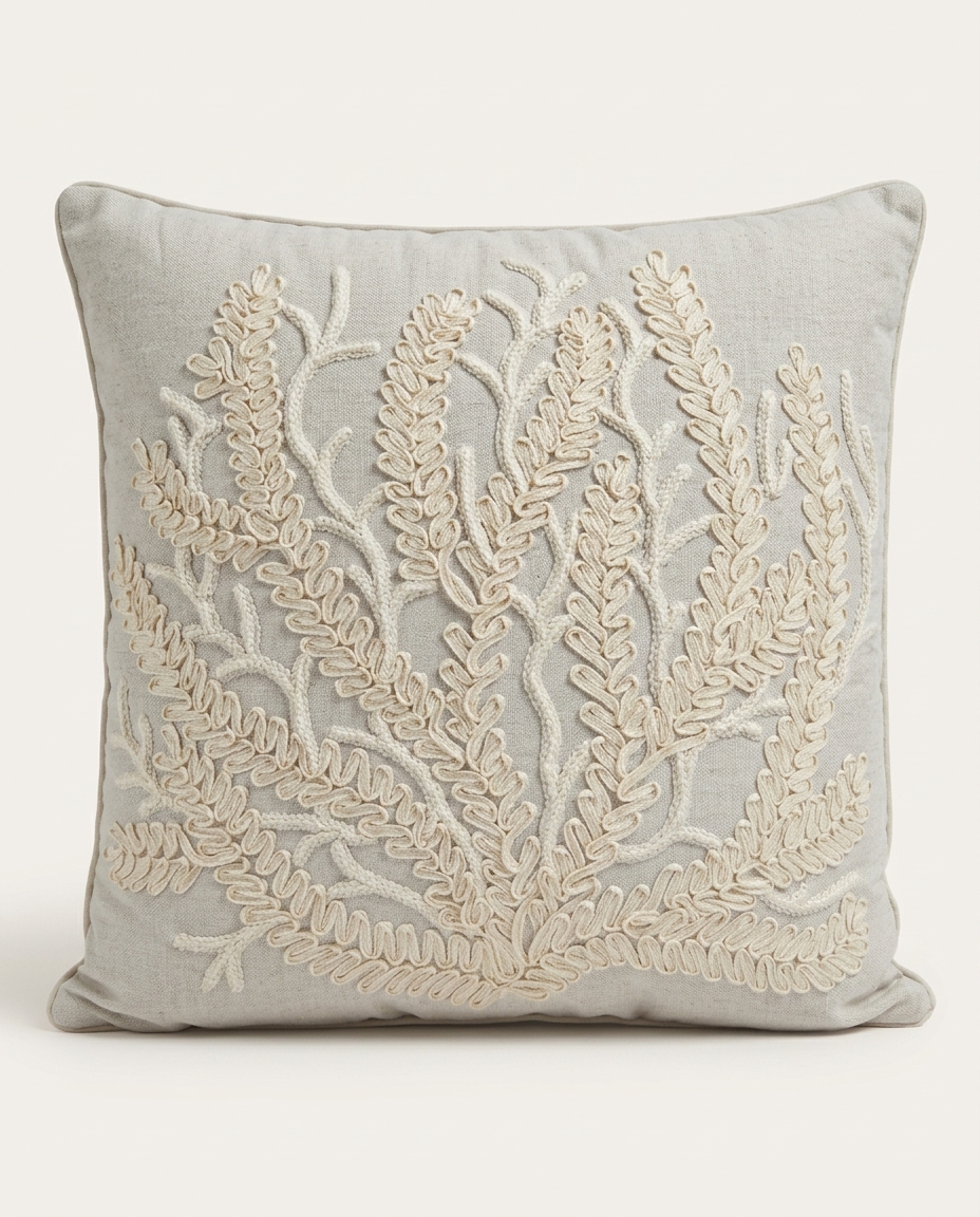 Almofada Linho Cru e Boucle Coral Cru image number 2