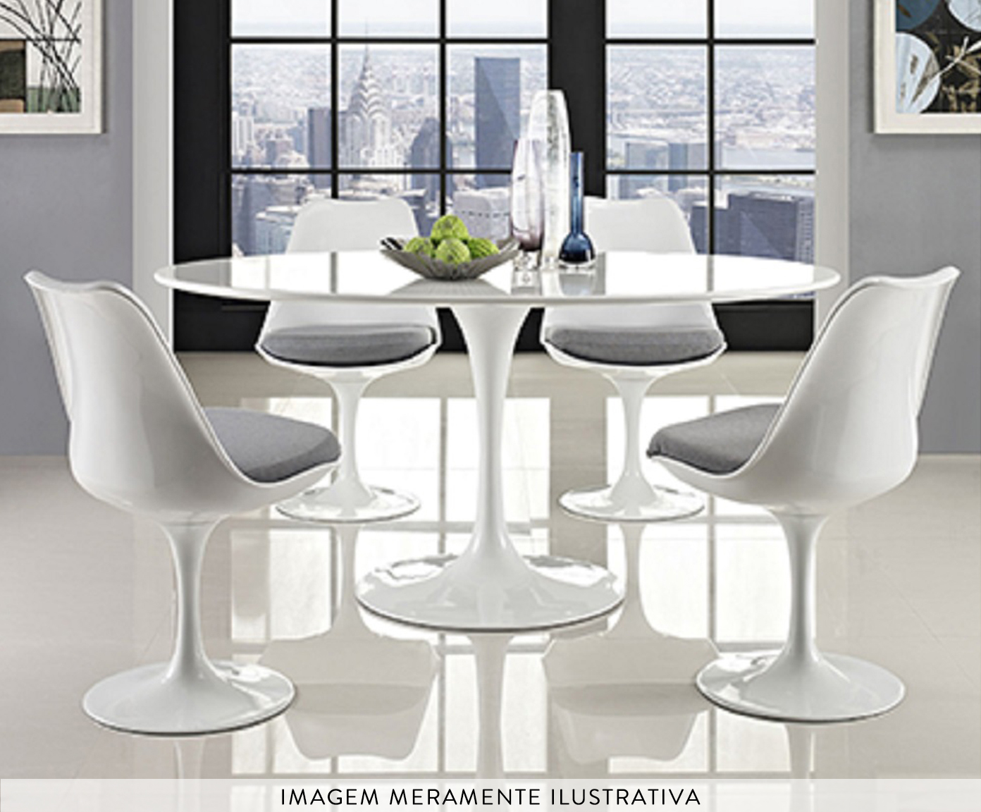 Mesa Saarinen Oval Quartzo com Base Branca image number 4