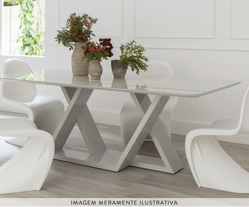 Mesa de Jantar Hohen Off-White Gloss image number 1