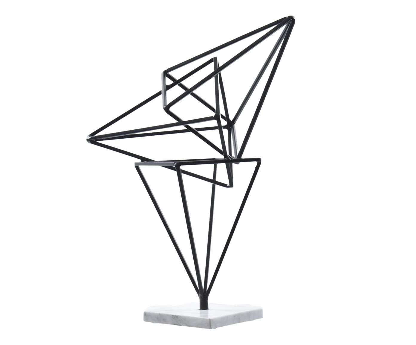 Escultura Triangulos Pretos na Base Marmorizada image number 0