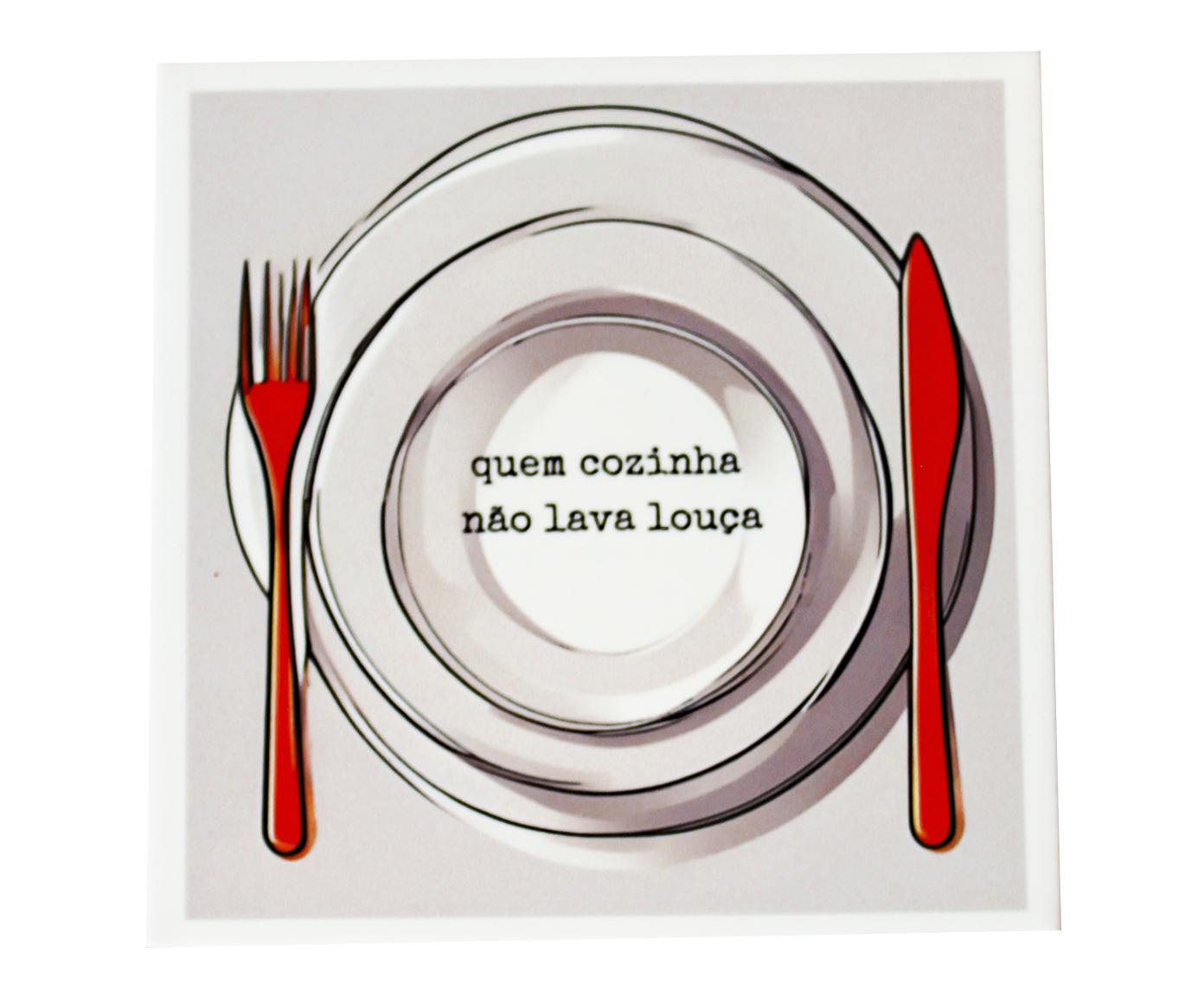 Azulejo Decorativo "Quem cozinha n&atilde;o lava Lou&ccedil;a" image number 0