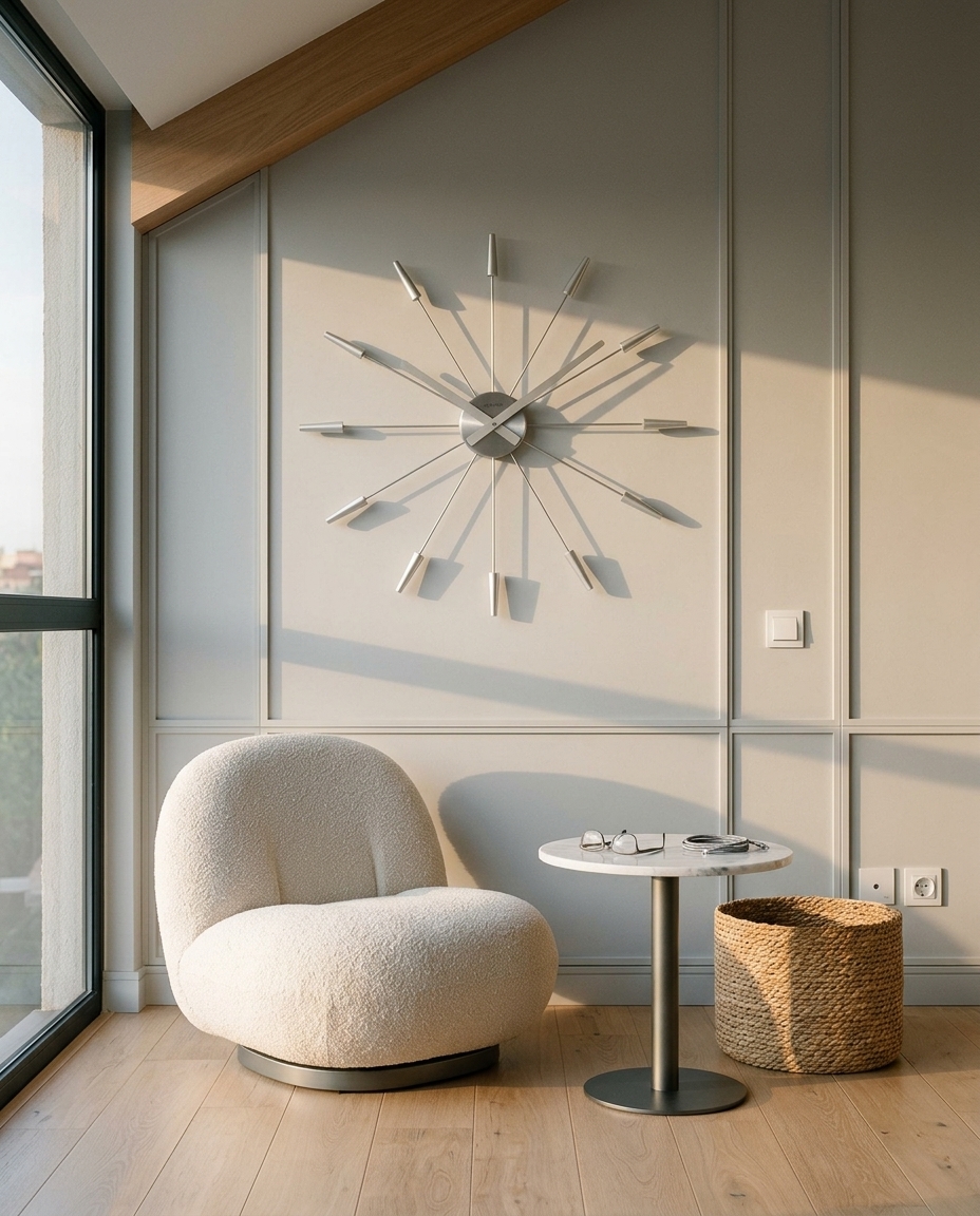 Rel&oacute;gio de Parede Modern Prata image number 4