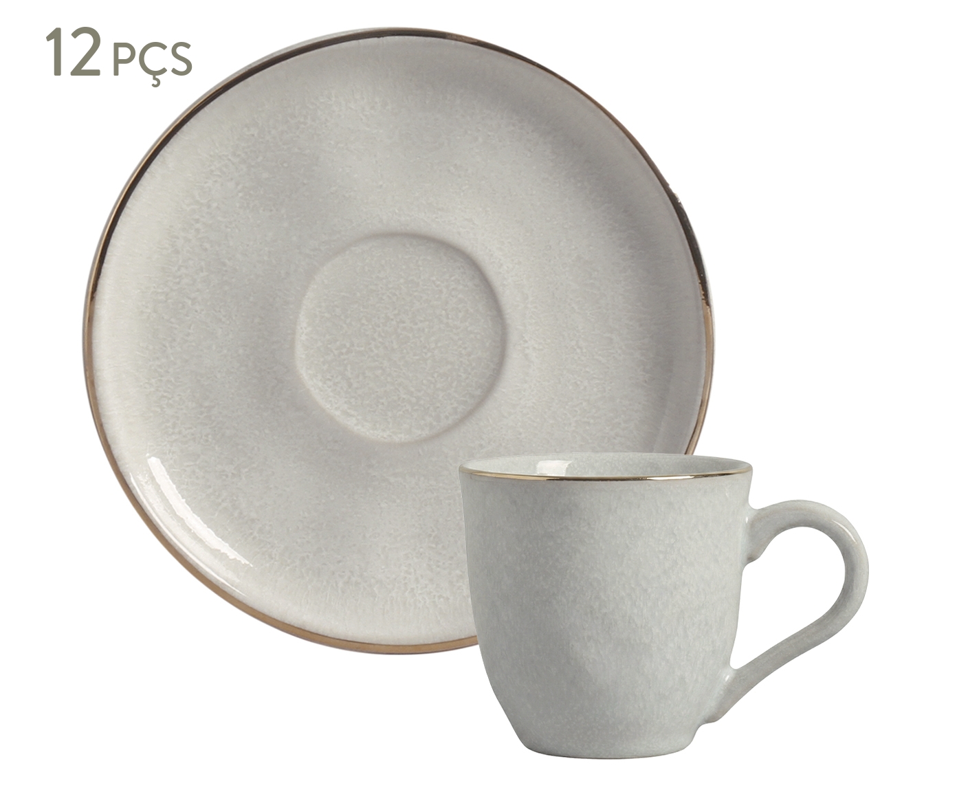 Jogo de X&iacute;cara para Caf&eacute; Luz Gold Branco Acinzentado - image 0