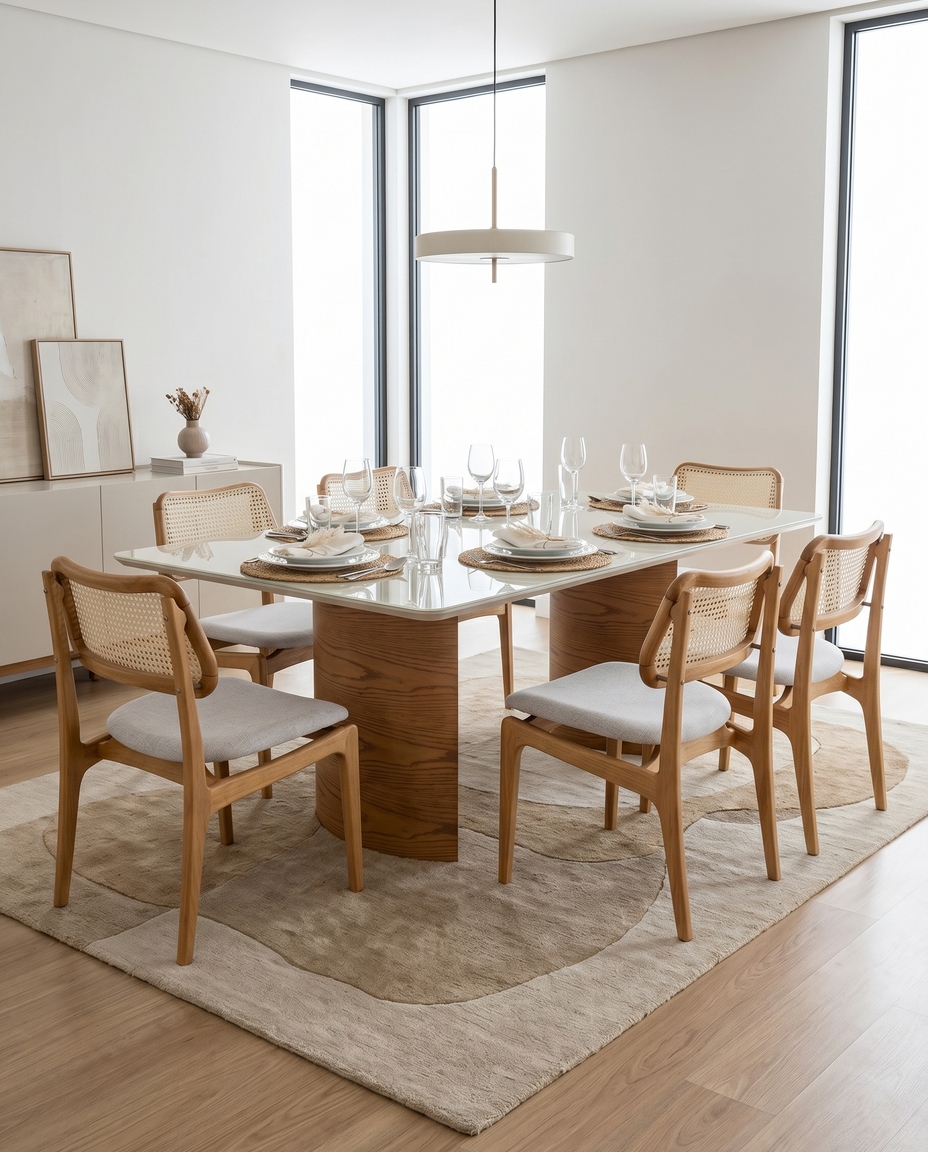 Base de Jantar com Tampo L&iacute;via Carvalho Am&ecirc;ndoa com Off White image number 2