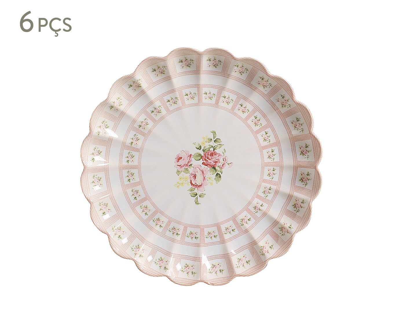 Jogo de Prato Raso Relevado Rosas Vo Dulce - image 0