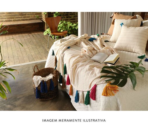 Manta para Sof&aacute; com Tassel Etnica - Telha e Cinza image number 10