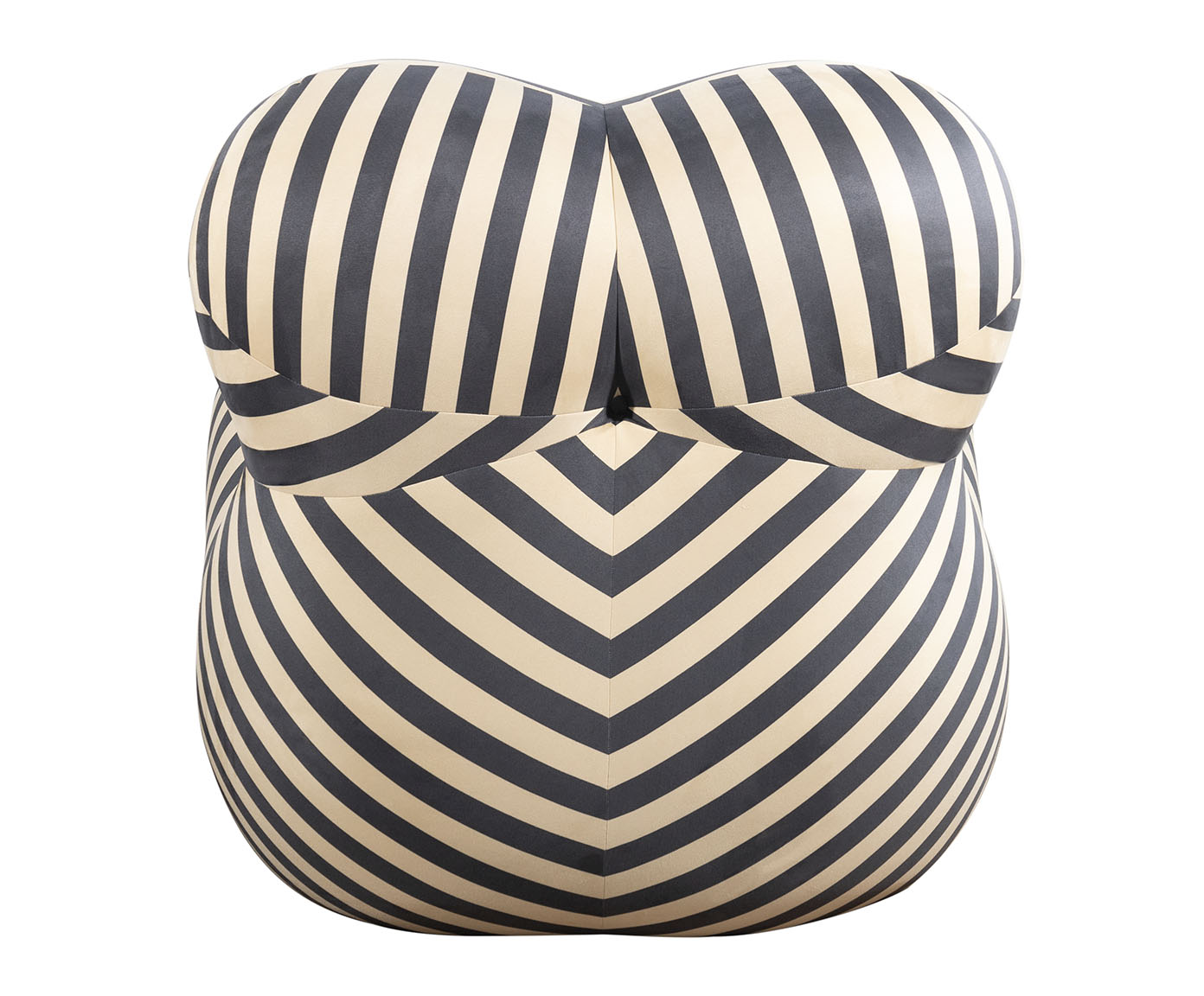 Poltrona com Puff Femminile - Listrada Preta e Bege image number 4