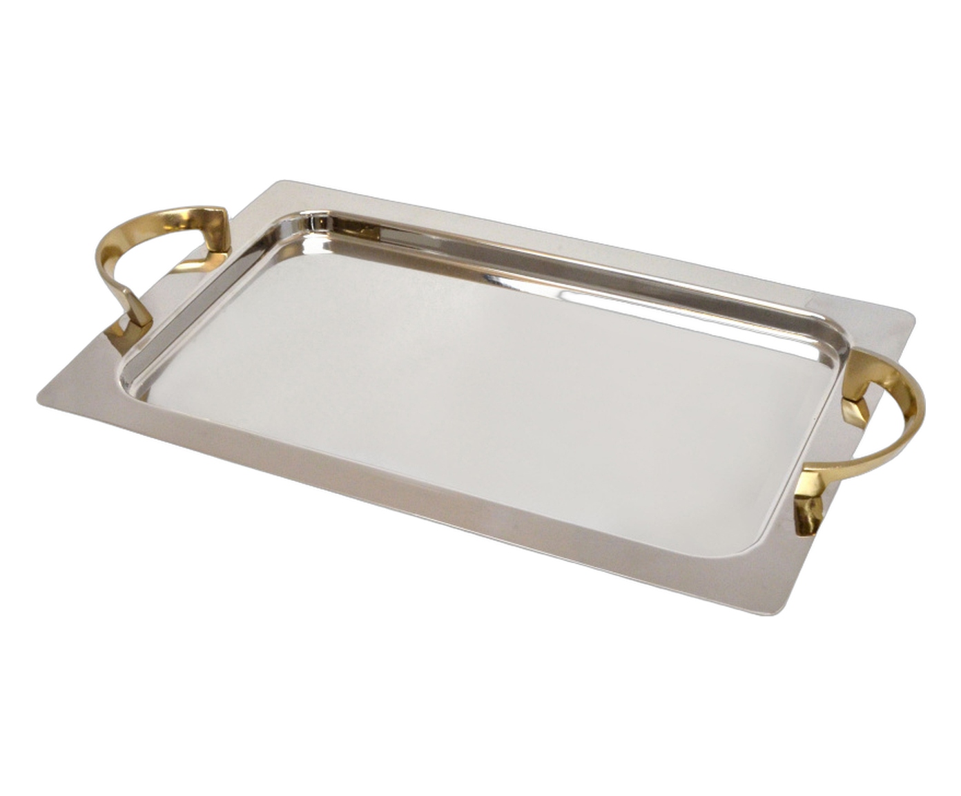 Bandeja Decorativa Croma Dourado e Prata image number 1