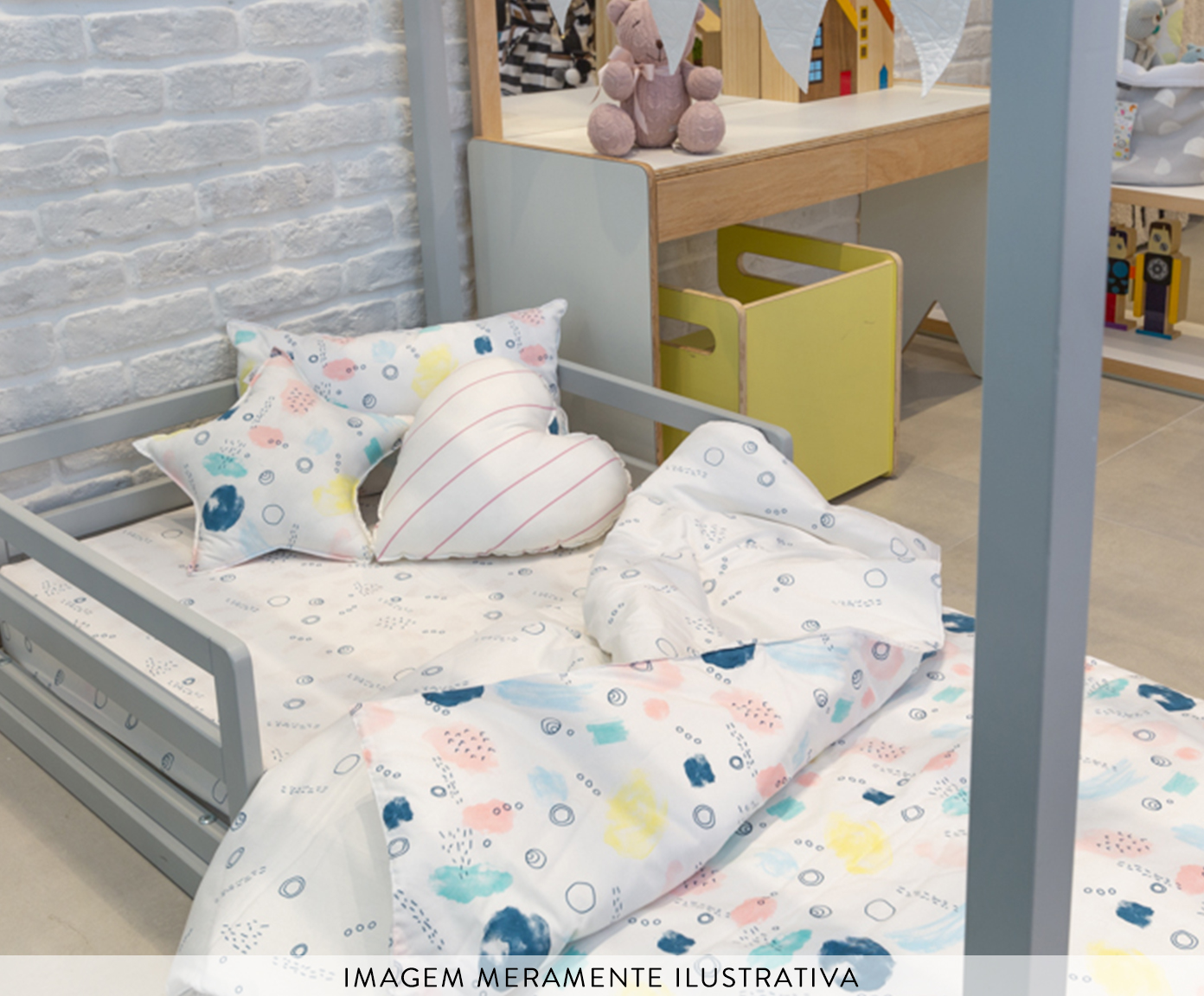 Capa de Edredom Infantil Aquarela Branco E Azul - 200 fios - image 1