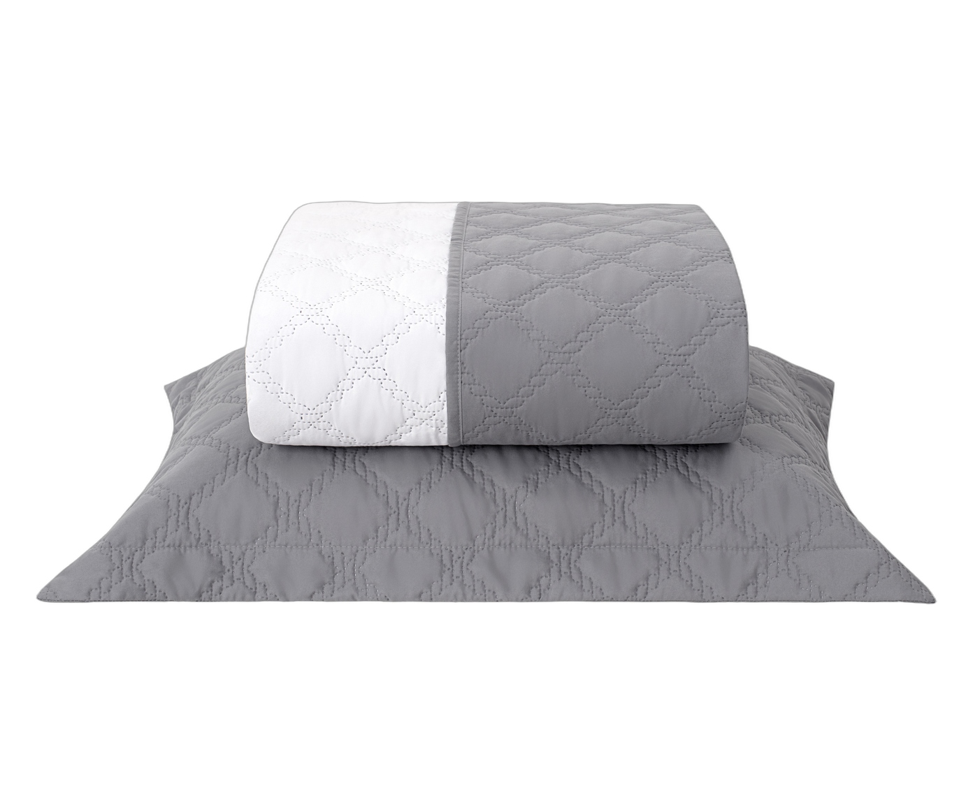 Jogo de Cobre-Leito Nuance Dupla Face Gris Branco image number 1