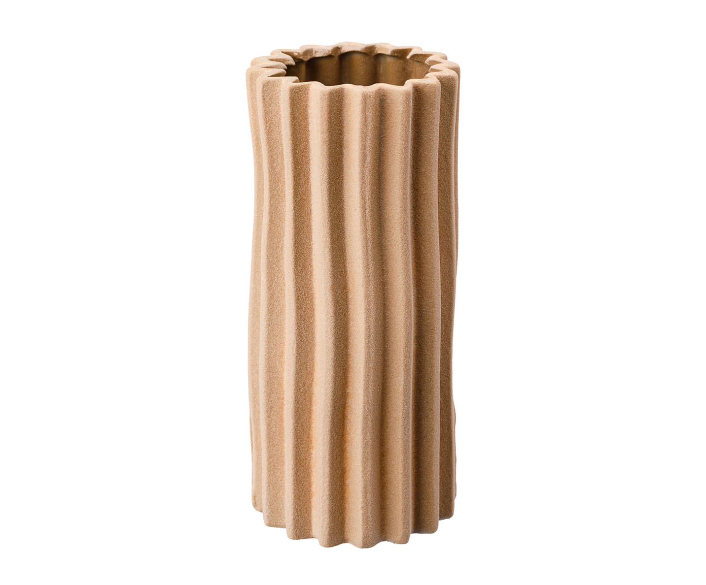 Vaso Cer&ecirc;mico Redondo Listras Bege image number 0